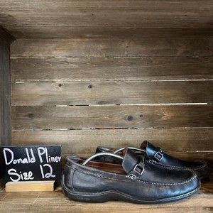 Mens Donald J Pliner Black Leather Dress Shoes Horsebit Loafers Size 12 M GUC‎